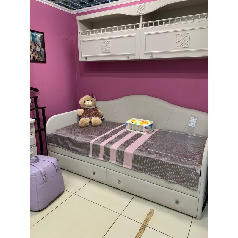 Кровать с мягкой спинкой и ящиками "Сабрина"